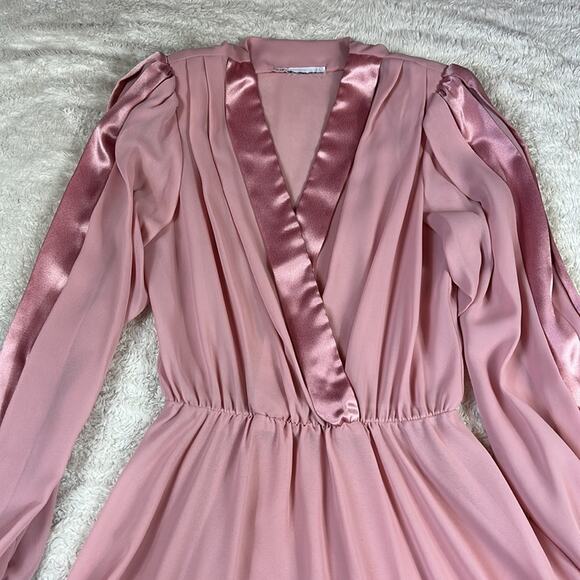 Vintage Unbranded chiffon satin, semi sheer midi dress, size med - Picture 5 of 8